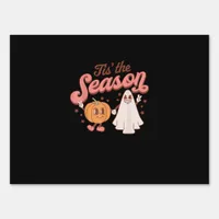 Tis The Season Pumpkin Boo 60s 70s Halloween Costu Sign