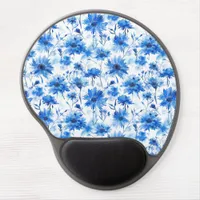 Watercolor Style Cornflower Type Blue Flower Gel Mouse Pad