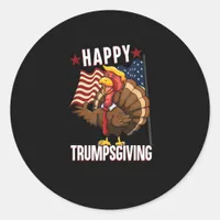 Happy Trumpsgiving Funny Thanksgiving Turkey Trump Classic Round Sticker