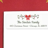 Elegant Bow & Holly Personalized Christmas Return  Label