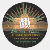 Fractal Sienna Flower w/ Logo Promotional Business Classic Round Sticker