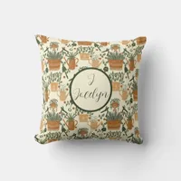 Customized Gardening-Earthy Terracotta & Green Throw Pillow