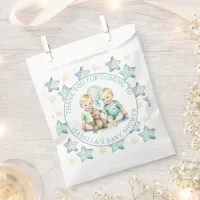 Watercolor Twin Boys Baby Shower Favor Bag