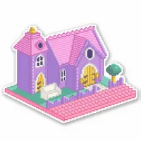 Cute Pink Purple Pixel Art 90s Toy Church Girls  Sticker