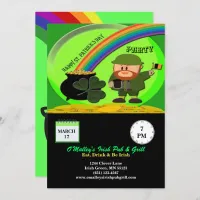 St Patrick's Day Leprechaun, Pot of Gold, Shamrock Invitation