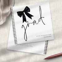 Black Bow Grad Script Graduate Guest Book