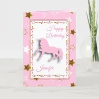 Happy Birthday Girl's Unicorn Personalized Card