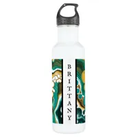 Personalized Turquoise, Gold, Marble Fluid Art    Stainless Steel Water Bottle