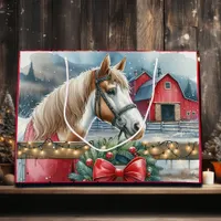 Horse at a Farm Christmas Large Gift Bag