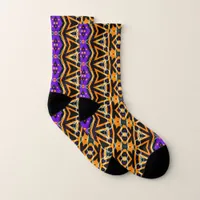 Electric Tribal Orange Purple  Socks