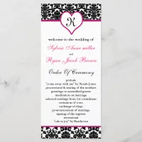 monogram pink damask Wedding program