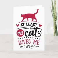 At Least My Cat Loves Me Anti Valentine's Day Holiday Card