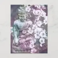*~* Meditation Zen Buddha Meditate Floral Lavender Postcard