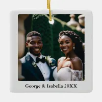 Newlyweds First Christmas Personalized Name Photo  Ceramic Ornament