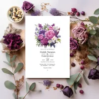 Purple Medley Floral Winter Wedding Invitation