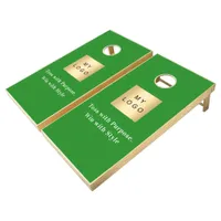 Business logo forest green text quote cornhole set