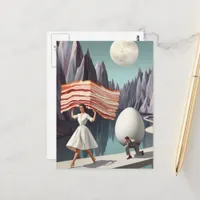 Surreal Breakfast People Giant Egg and Bacon Postcard