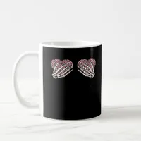 Funny Valentines Day Skeleton Hands Hearts Girl Coffee Mug