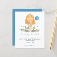 Budget Lion Toddler Blue Thank You  Paper Sheet