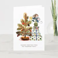 Fun Cute Mice Tree Christmas Holiday Folded Card