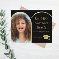 Photo arch black gold Graduation Save the Date Flyer