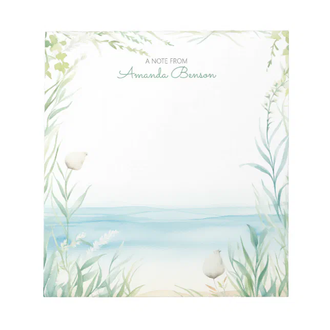 Watercolor Beach Green Tropical Leaves Nature Notepad