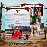 Ranch Masquerade Quinceañera 15th Birthday Thank You Card