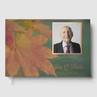 Fall Colored Leaves Celebration of Life Memorial Foil Guest Book