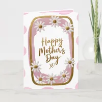 Whimsical Pink Gold & White Daisy Mother's Day Card