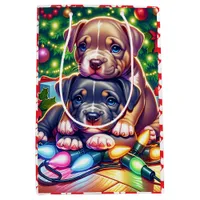 Two Cute Puppies Playing under the Christmas Tree Medium Gift Bag