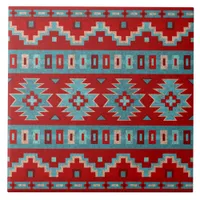 Southwest Mesas Turquoise & Red Ceramic Tile