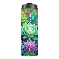 Aloe Vera and Succulents Collage Personalized Thermal Tumbler