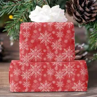 Elegant Modern Snowflake Pattern Red Christmas Wrapping Paper