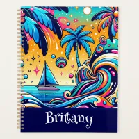 Fun Whimsical Psychedelic Sailboat Personalized Planner