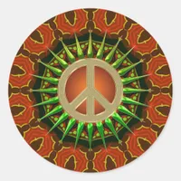 Peace Batik Floral Geometry  Classic Round Sticker