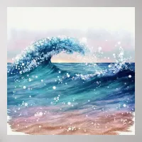 *~* Sea Sand Glitter AP60 Coastal Ocean Beach Wave Poster