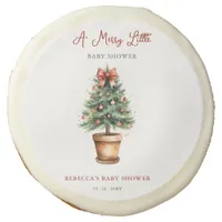 Red Bow Christmas Tree Merry Little Baby Shower Sugar Cookie