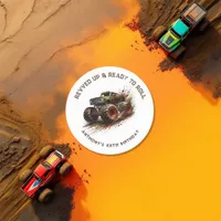 “Revved Up & Ready to Roll” Custom Monster Truck Classic Round Sticker