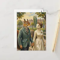 Cute Squirrel Couple Walk in the Park Postcard
