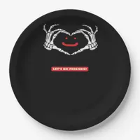 Let's Friends! Classic Skeleton Hands Heart Paper Plates