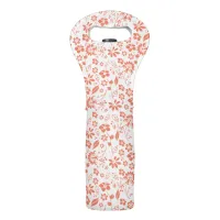 Modern Peach Coral Tropical Flowers Wine Bag