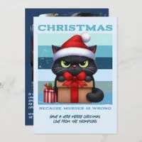Frostbite Cool Funny Cat Retro Christmas Photo Holiday Card