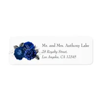 Royal Blue and Silver Floral Wedding Label