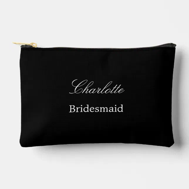 Elegant Bridesmaid Black Accessory Pouch