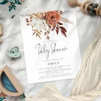 Budget Terracotta Florals Baby Shower Invitation