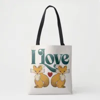 I Love Foxes Cute Heart Tote Bag