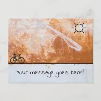 Sunshine and Bicycle Design on Orange Texture Postcard