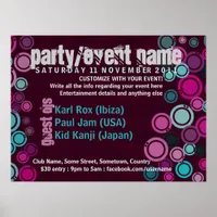 Funky Bubbles Party Event Poster