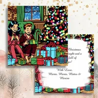 Two Cute Vintage Children Christmas Personalized Holiday Card