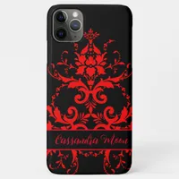 Romantic, Elegant Vintage Red Damask iPhone 11 Pro Max Case